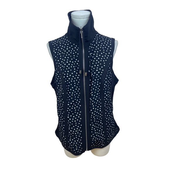 Chico’s Black & White Polka Dot Women’s Sleeveless Zip-Up Vest Size 1 - Picture 1 of 10